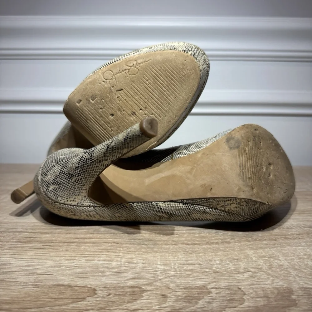 Jessica Simpson KATOY Platform Heel BEIGESnake Print 7.5 4.5